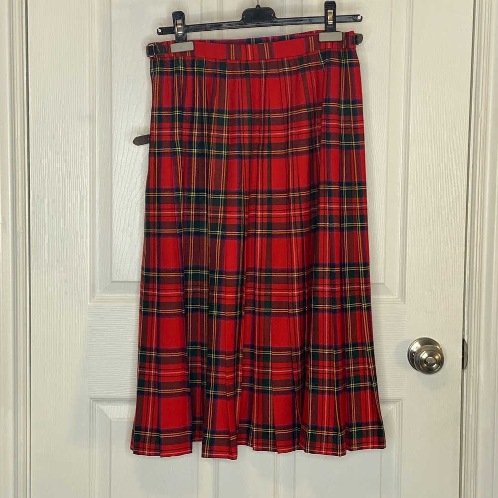 Hunt Club Red Royal Stewart‎ Tartan Wool Kilt Midi Skirt 12 - Picture 3 of 16